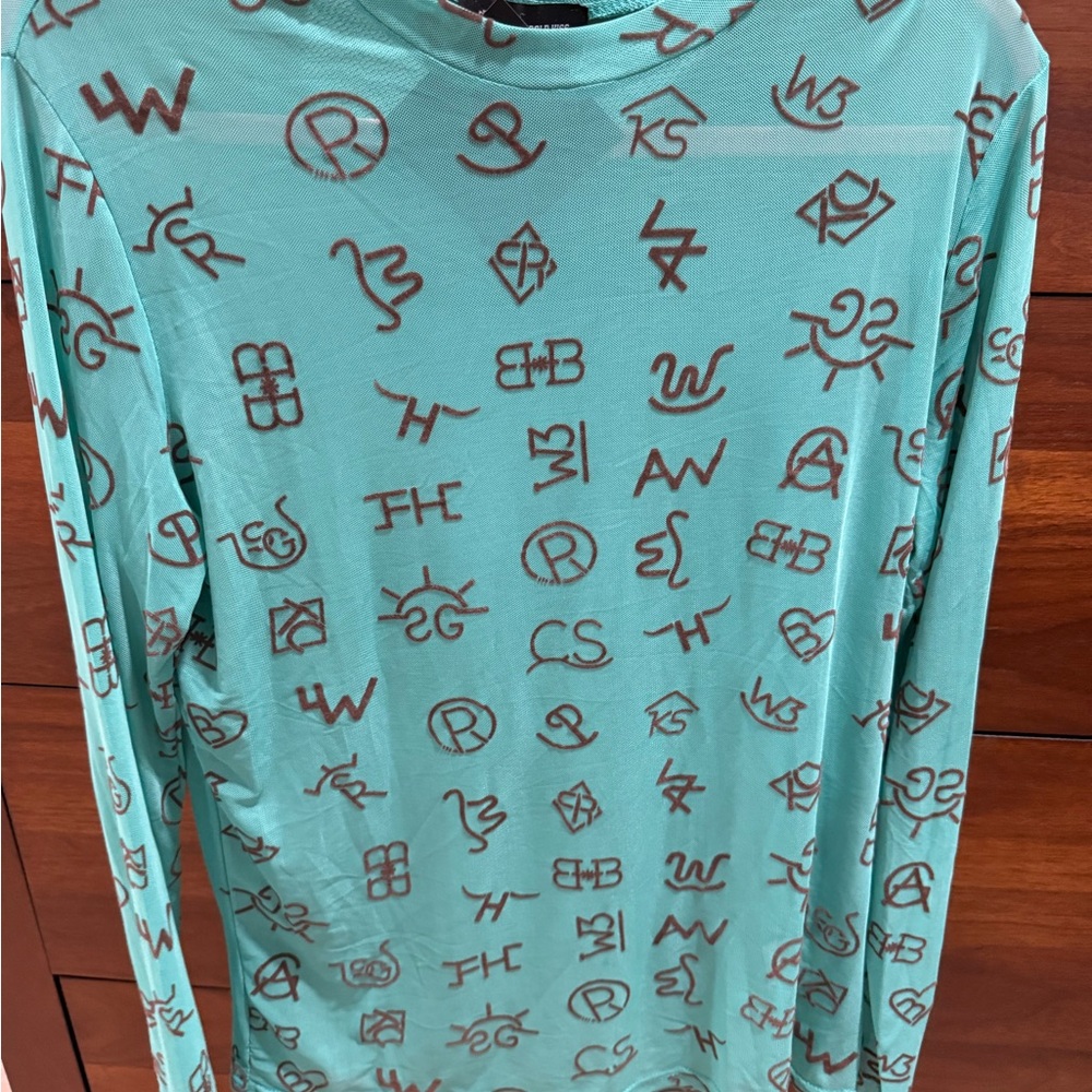 Merigold Kiss Mesh Rodeo Logo Layering Top 🤠🆕